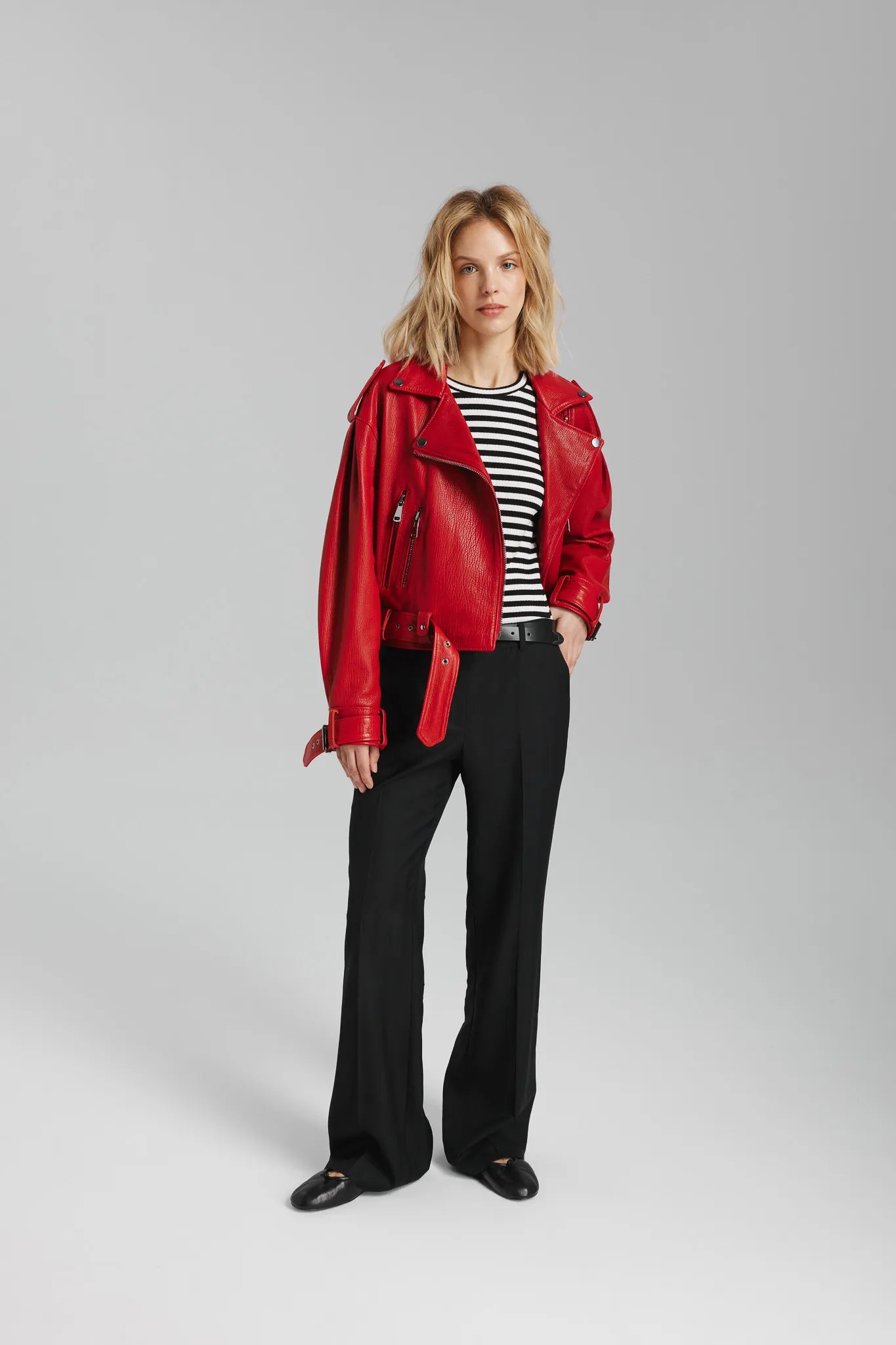 Kurtka skórzana Roxie Czerwony