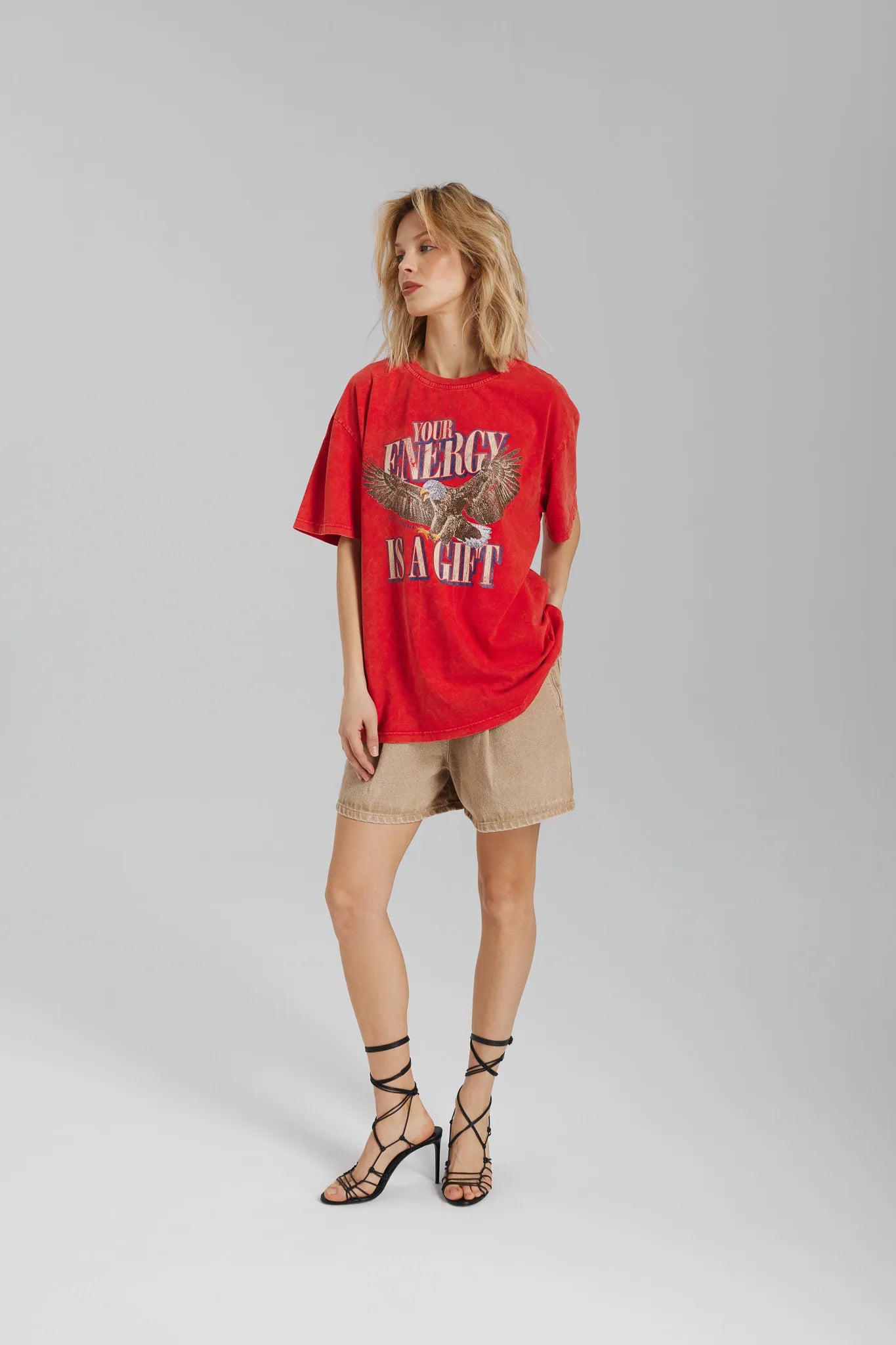 T-shirt Dru Vintage Print Sprany Czerwony