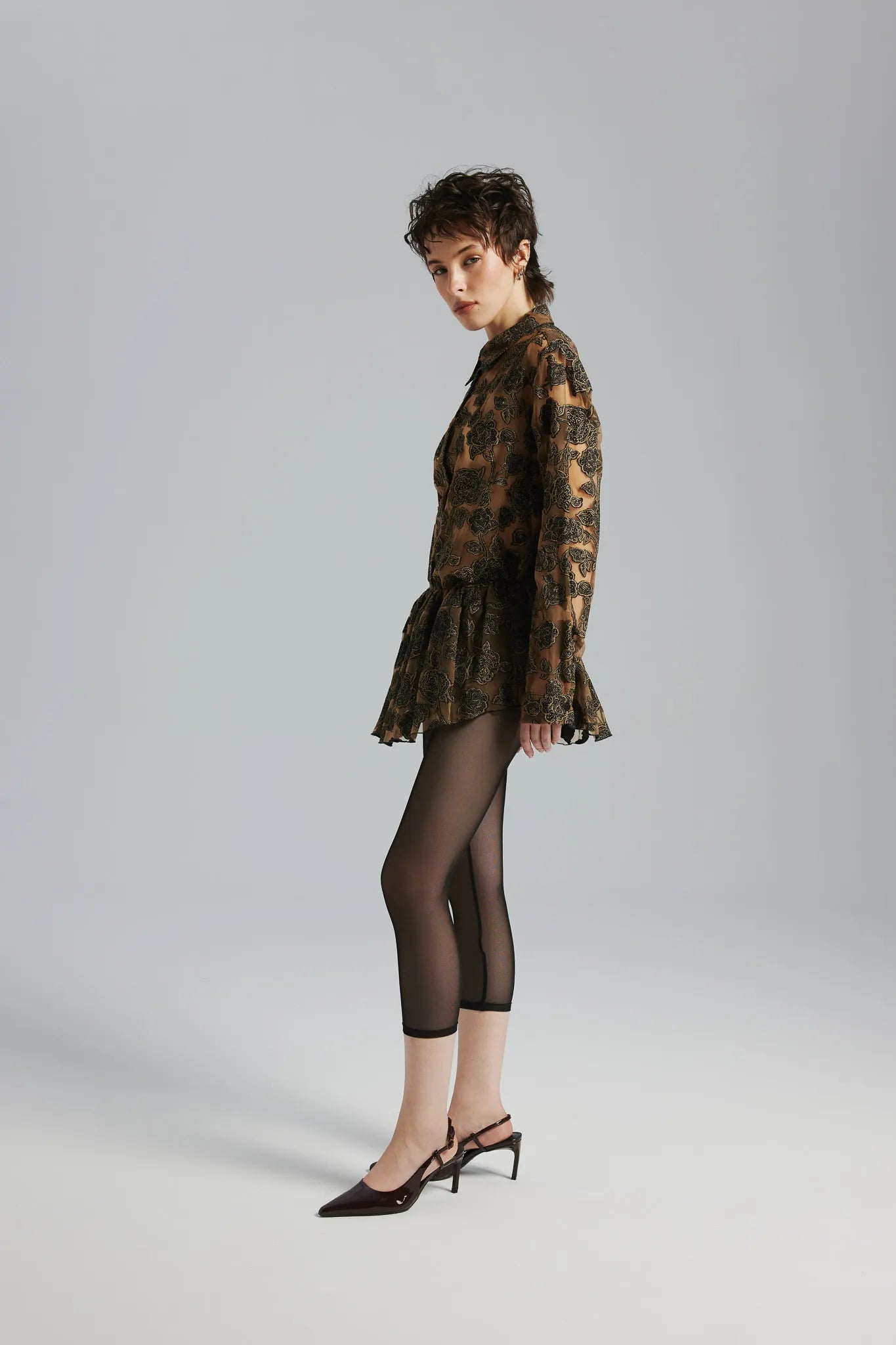 Koszula Leila Żakard Złoty-Czarny