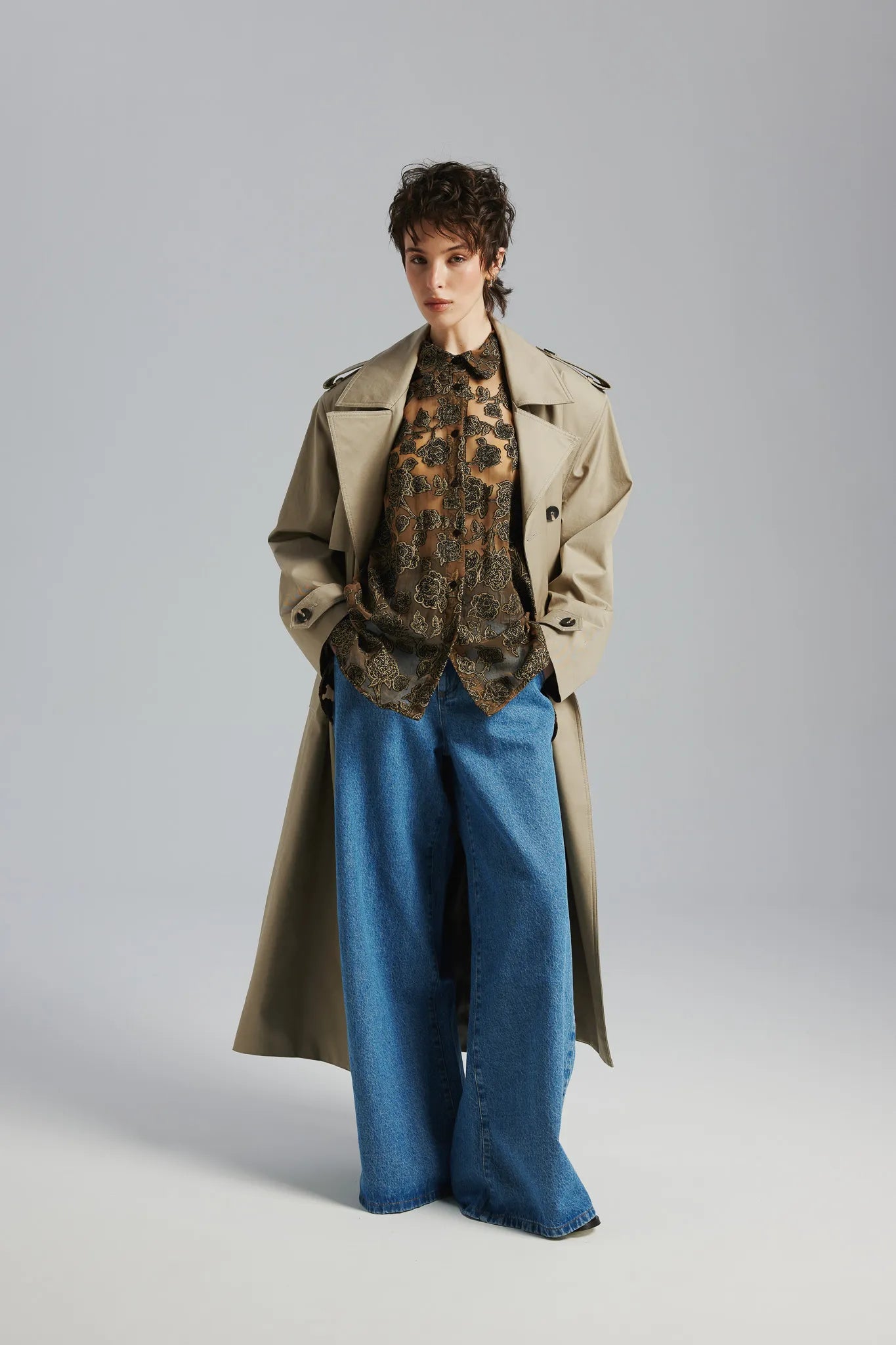 Koszula Leila Żakard Złoty-Czarny